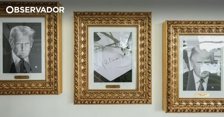 No “Corredor da Glória Presidencial” de Trump, Joe Biden é ilustrado com uma caneta esferográfica em vez de sua imagem