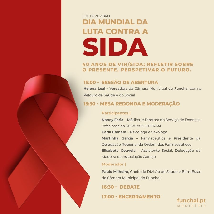 Município do Funchal comemora Dia Internacional de Combate ao VIH/SIDA: ‘Quatro Décadas de VIH/SIDA: pensar no agora, vislumbrar o amanhã’
