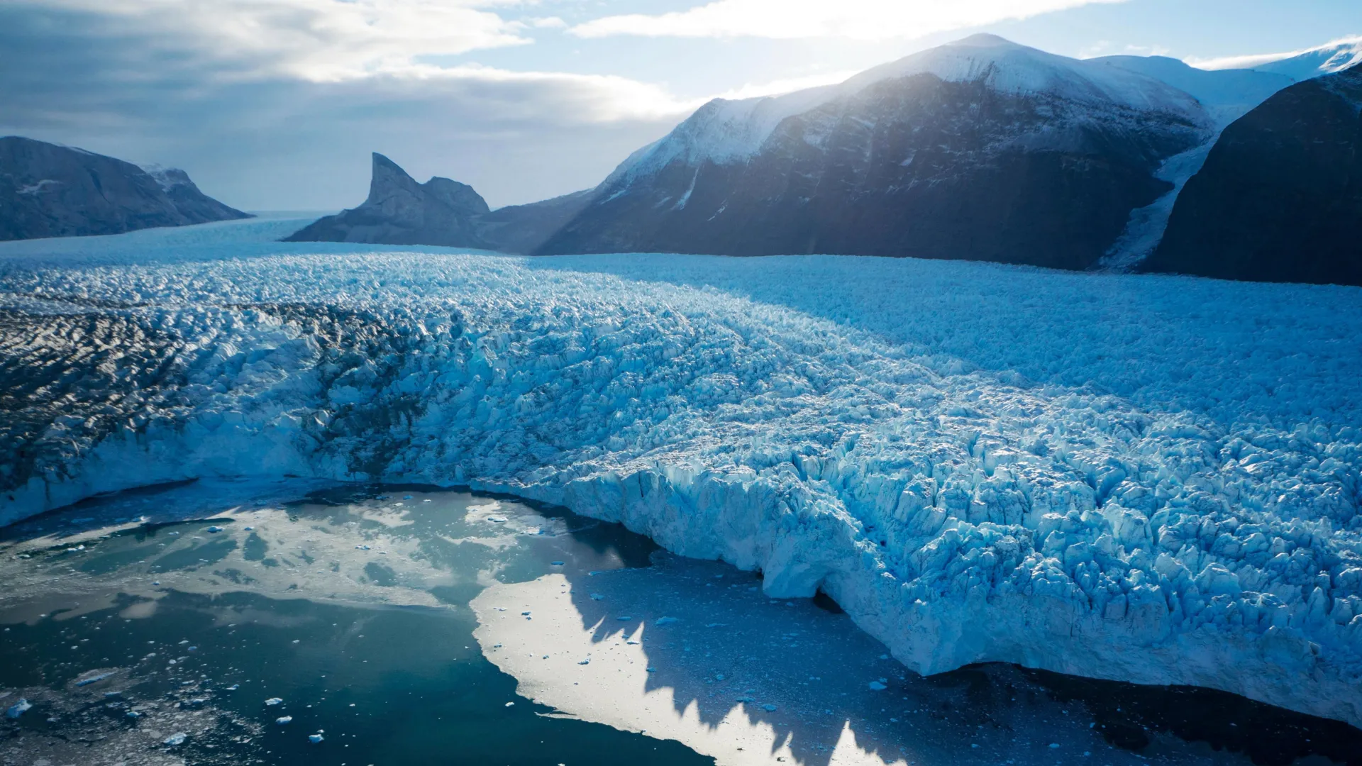 Glacier In West Greenland Aerial View