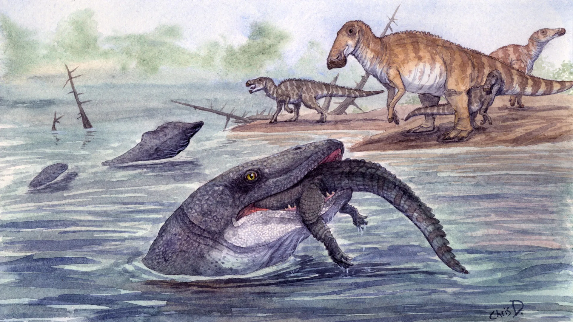 <p>Monstros marinhos gigantes habitavam rios no final da era dos dinossauros.</p>