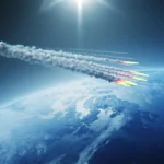 Multiple Asteroids Over Planet Earth