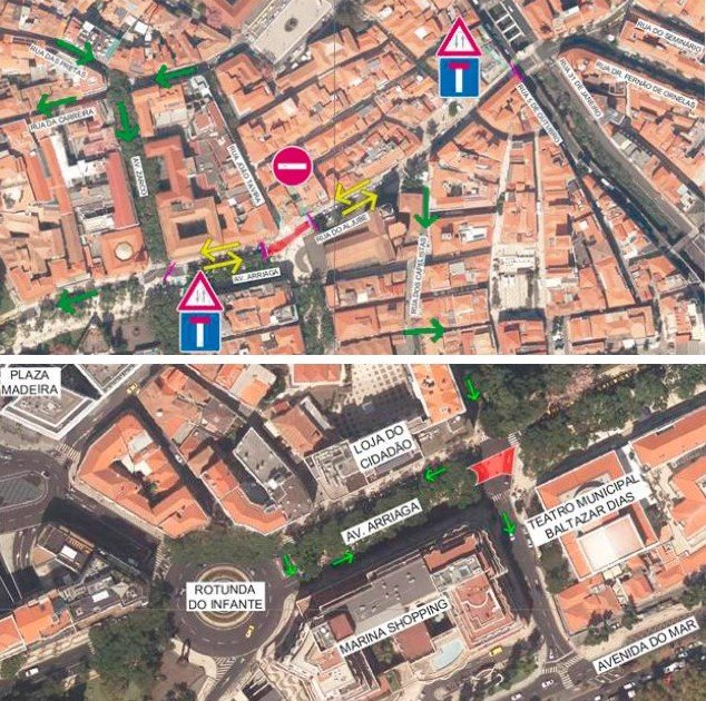 Mudanças temporárias na tráfego de veículos na Avenida Arriaga